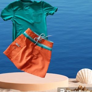 Set of Boy's Greenline Board Shorts and Crewcuts Short Sleeve Rashguard, size 4